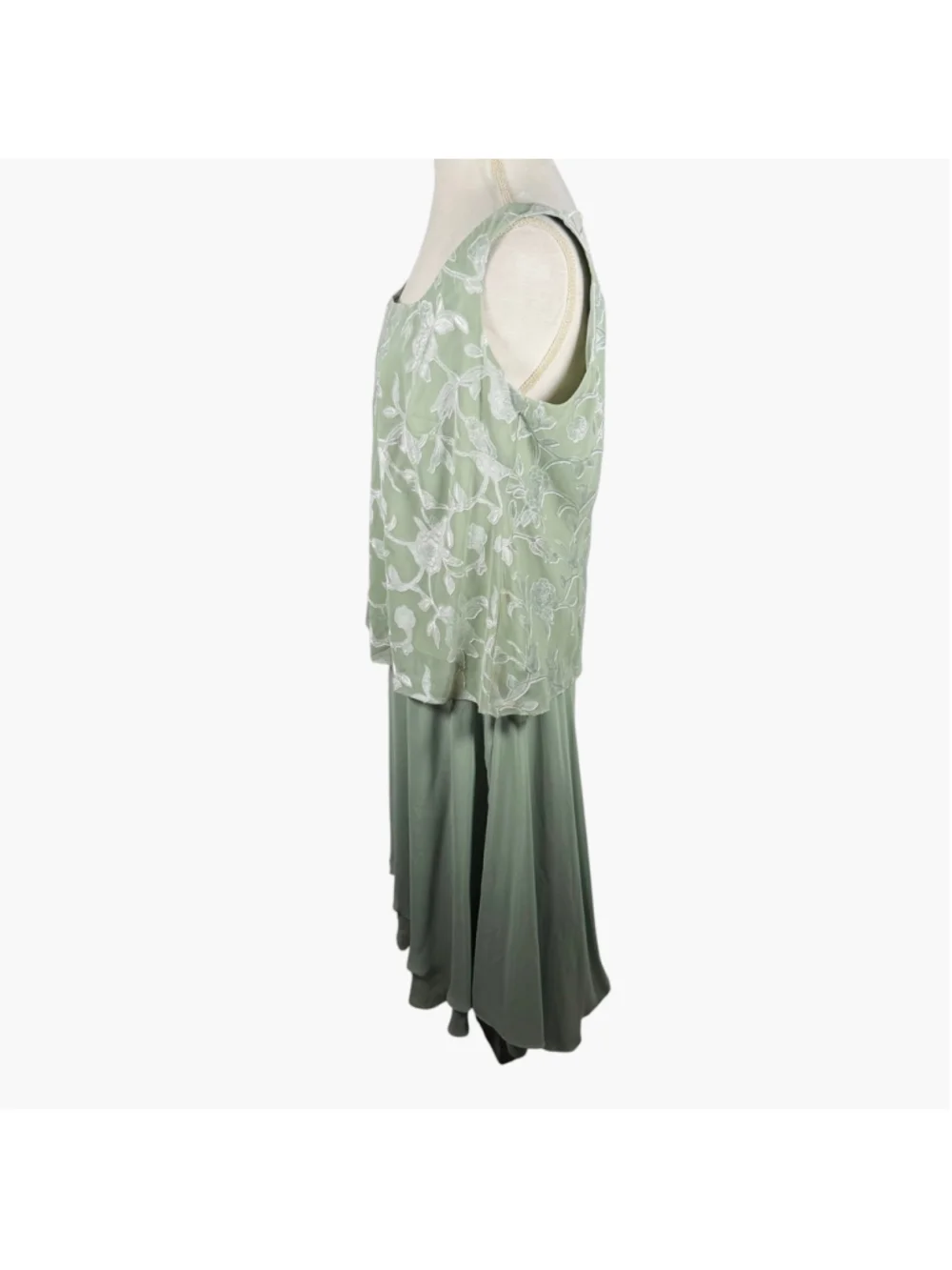 Alex Evenings Mother of the Bride Twin Skirt Set Green Embroidered Chiffon 1X - Picture 7 of 14